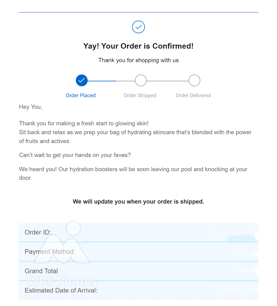 order confirmation email